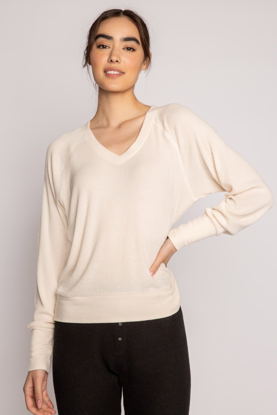 Clearance Textured Essentials Long Sleeve Top Tops